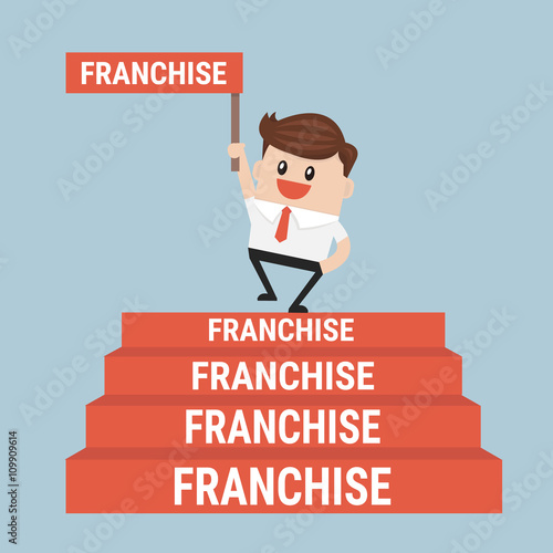 Businessman want to expand his business, Franchise Concept. vect