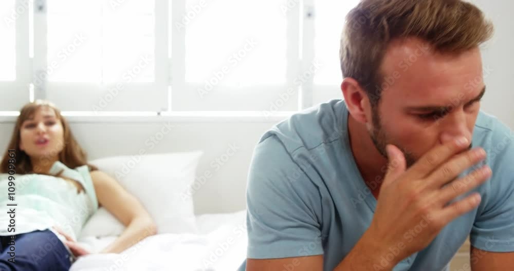 Couple quarrelling on the bed Couple quarrelling on the bed