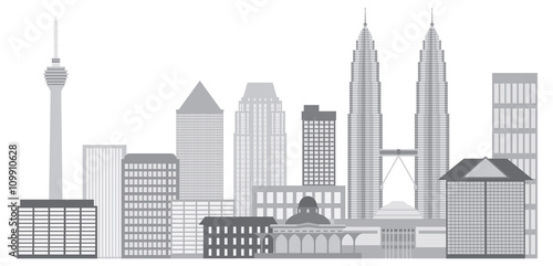 Canvas Print Kuala Lumpur City Skyline Vector Illustration