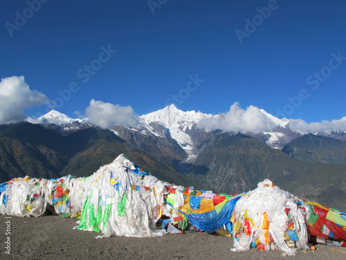 Meili(Meri) Snow Mountains or Meili Xue Shan, Kawagebo peak and Mingyong glacier, Yunnan, China photo