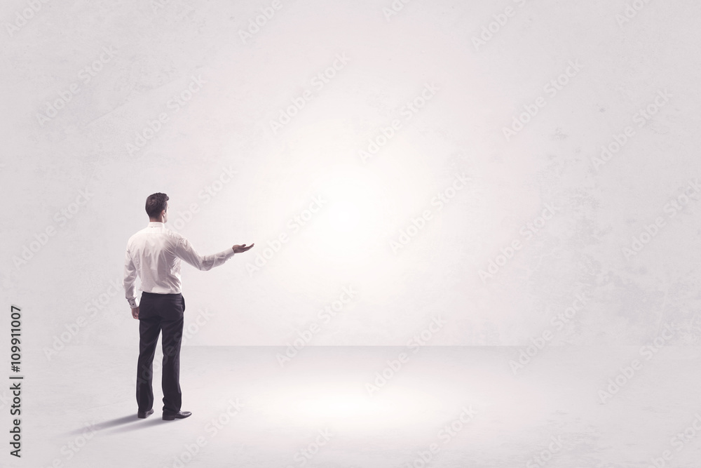 Finance worker standing in pure nothing Finance worker standing in pure nothing