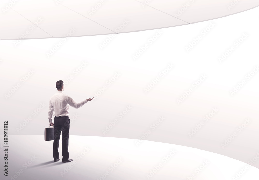 Salesman standing with his back concept Salesman standing with his back concept