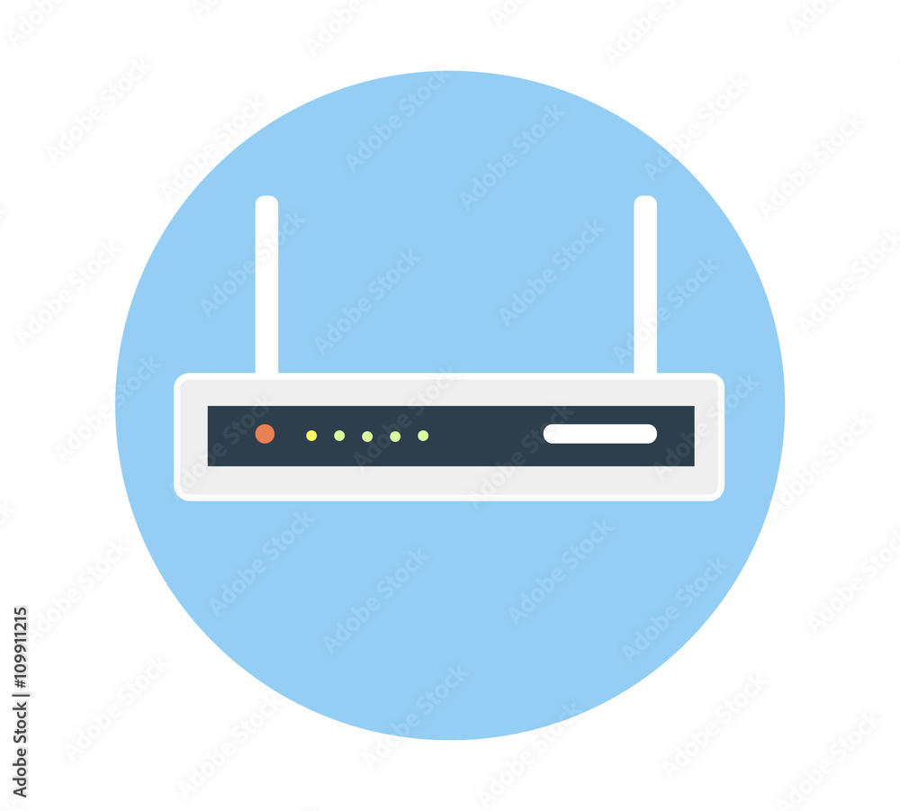 Router flat icon. Isolated router on blue background. Router flat icon. Isolated router on blue background.