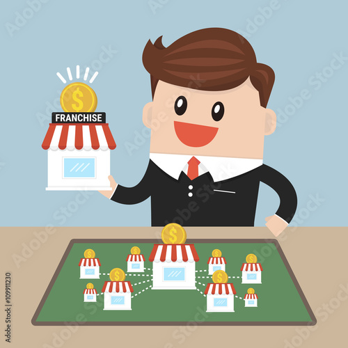 Businessman want to expand his business, franchise concept.