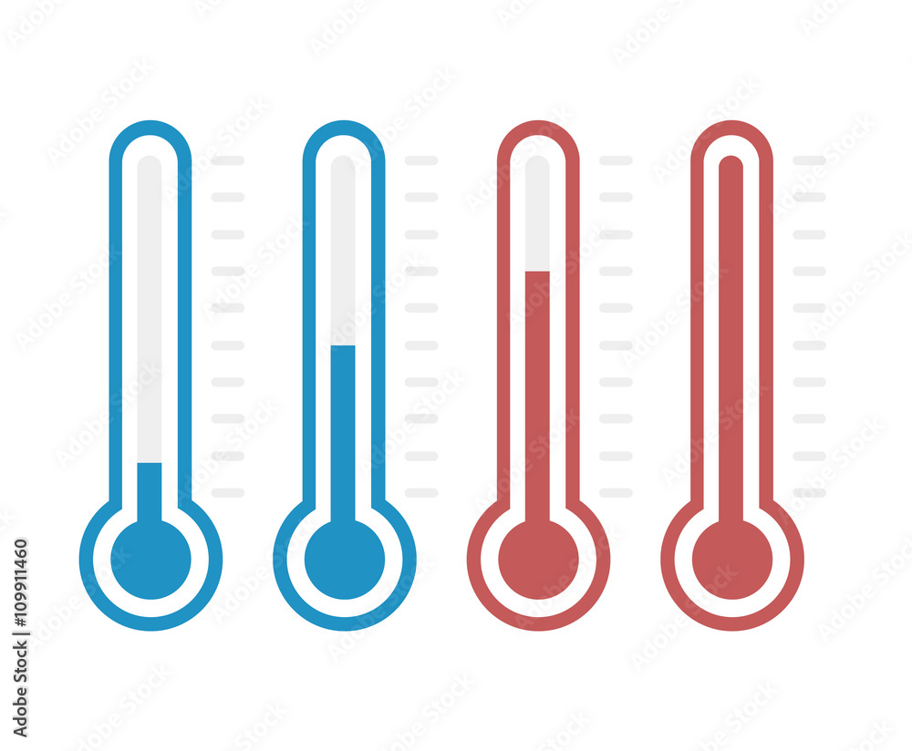 illustration of thermometers with different levels, flat style, illustration of thermometers with different levels, flat style,