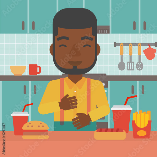 Man suffering from heartburn.