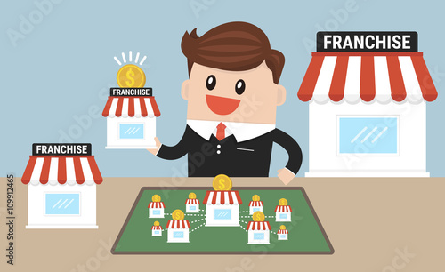 Businessman want to expand his business, franchise concept.