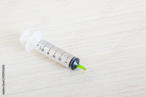 emty syrings on table in hospital room