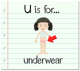 Flashcard letter U is for underwear