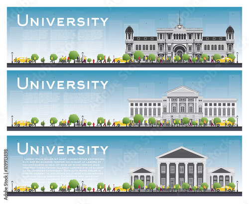 Set of university study banners. Vector illustration.