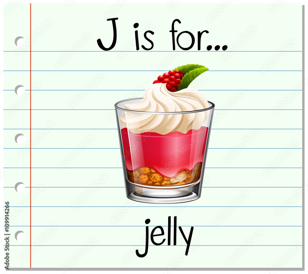 Flashcard letter J is for jelly Adobe Stock