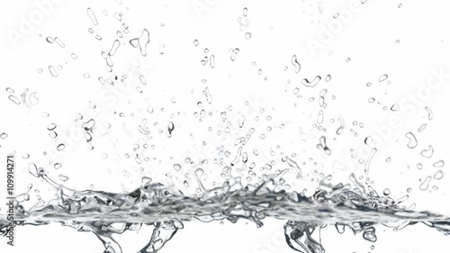 Clear water is filling the screen, realistic 3D animation with alpha mask