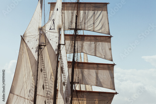 Sails and rigging details of Barquentine Yacht