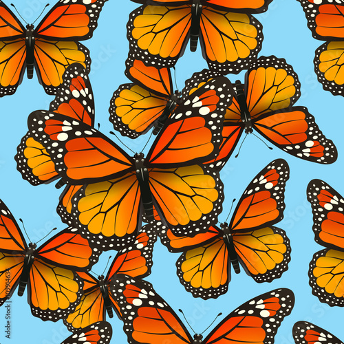 Vector seamless pattern with butterflies. Trendy summer background for fabric, cover, clothing. 