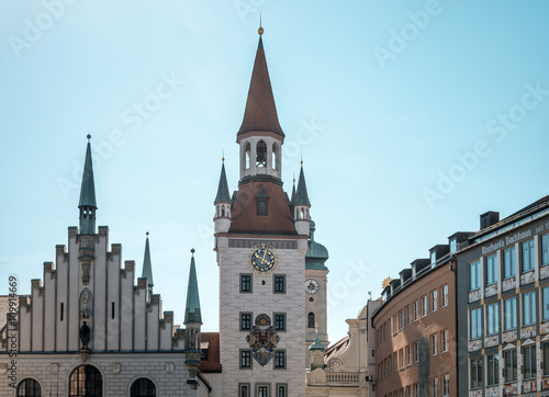 Traditional street view of marienplatz in Munich, Germany