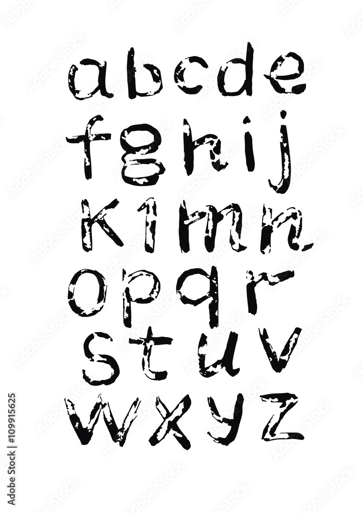 Vector alphabet. Hand drawn letters written with a brush Vector alphabet. Hand drawn letters written with a brush