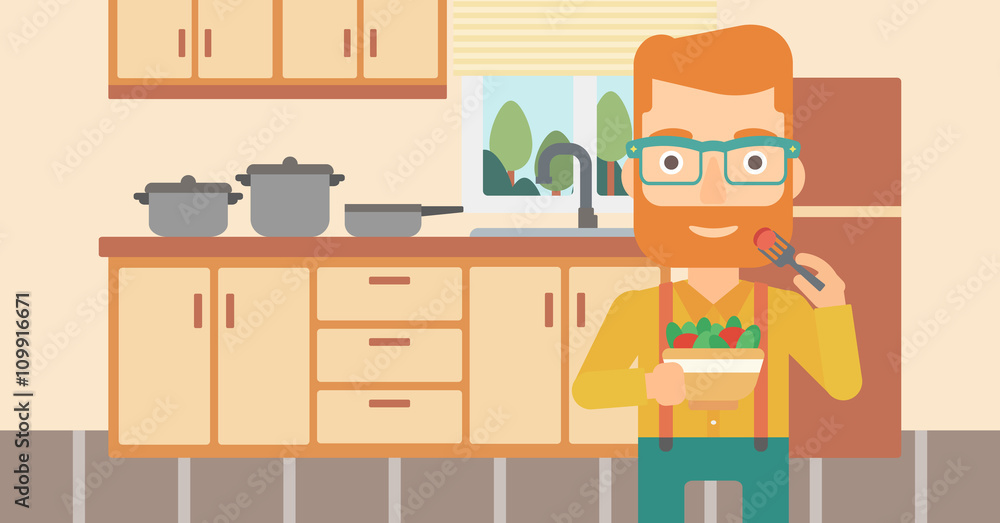 Man eating salad. Man eating salad.