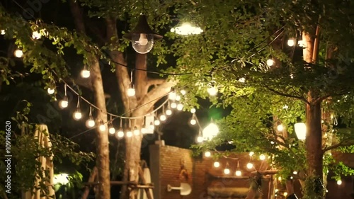 festival decorative light night party in the garden photo