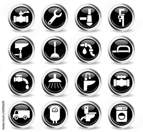 plumbing service icon set