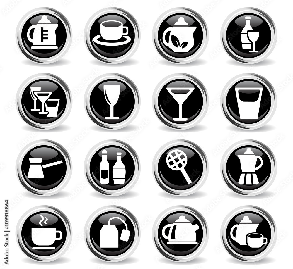 utensils for beverages icon set utensils for beverages icon set