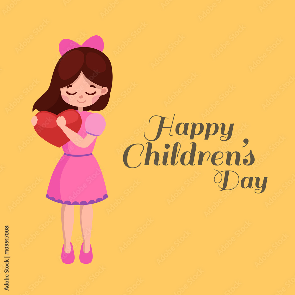 Vector illustration kids playing, greeting card happy childrens day background Vector illustration kids playing, greeting card happy childrens day background