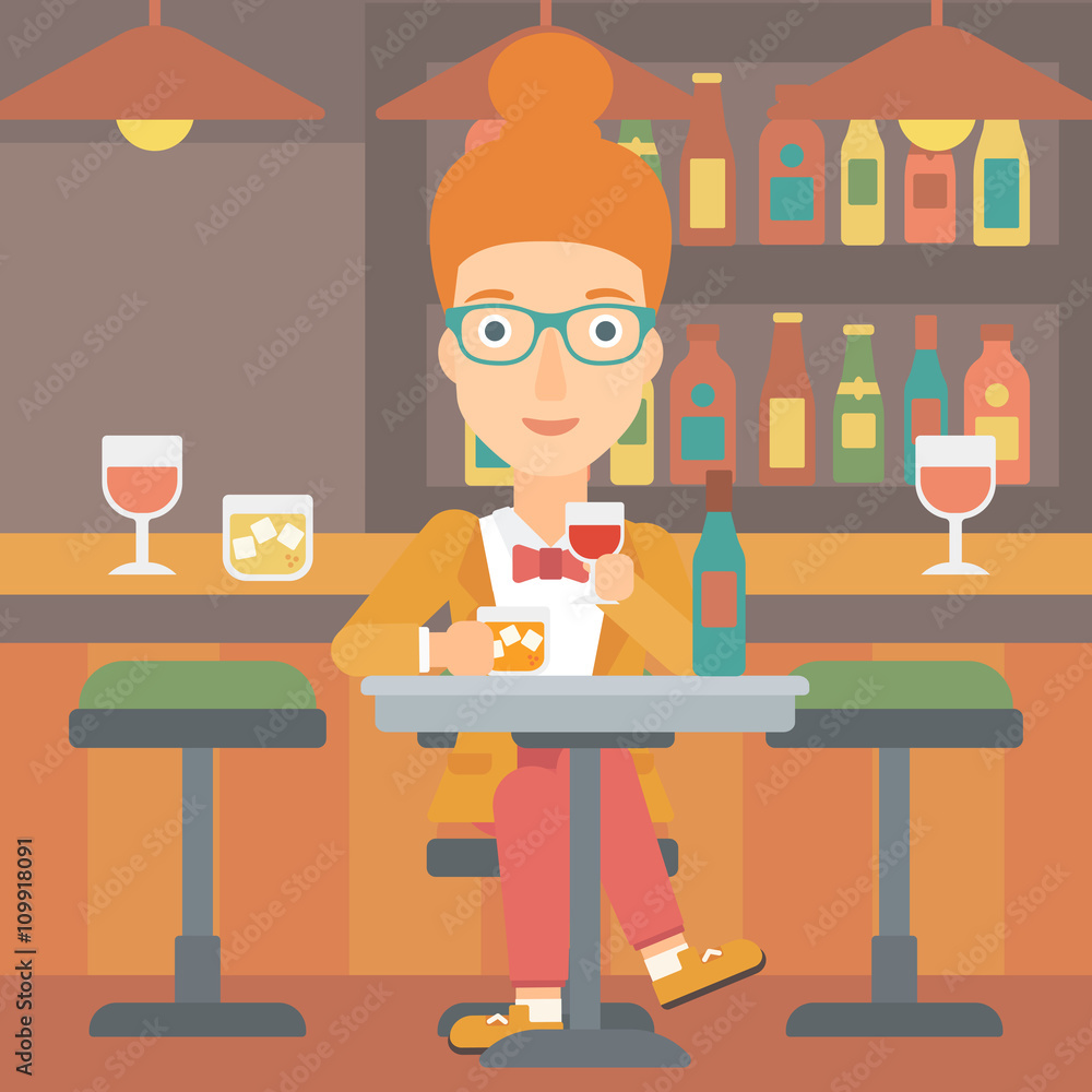 Woman sitting at bar. Woman sitting at bar.