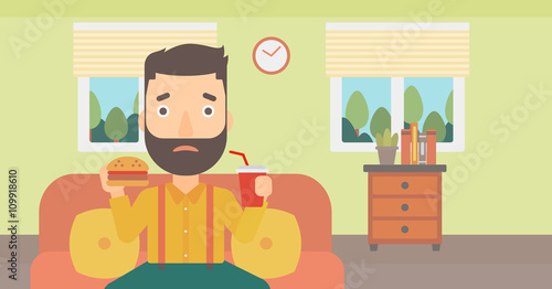 Man eating hamburger. 