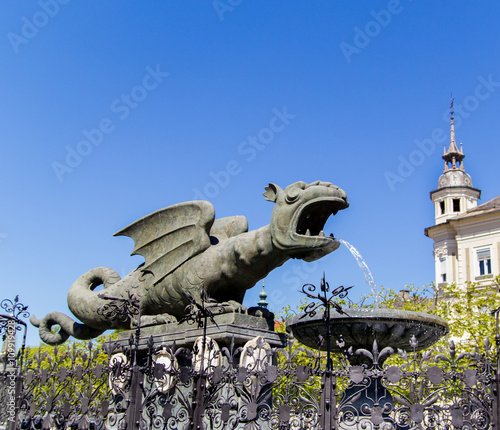 Klagenfurt dragon monument in city center