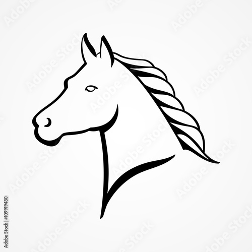 Fototapeta Naklejka Na Ścianę i Meble -  Line art illustration of a horse head