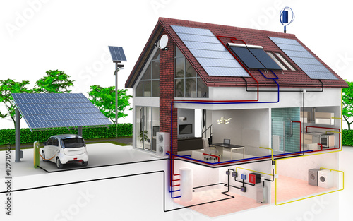 Einfamilienhaus Energieversorgung (Wärmepumpe und Photovoltaikanlage) photo