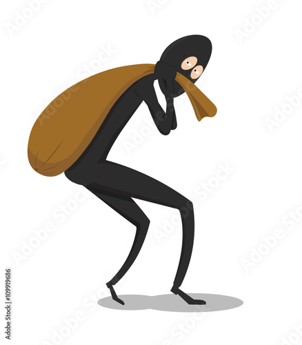 Thief carrying bags vector flat design photo