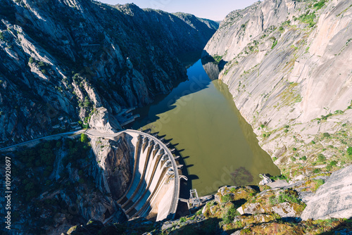 Aldeadavila dam in international douro natural park. Arribes del duero, Salamanca, Spain. Portugal photo