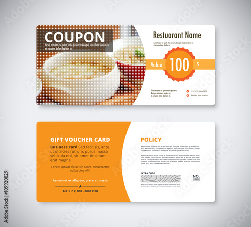 Gift coupon voucher template for restaurant. flyer brochure vect
