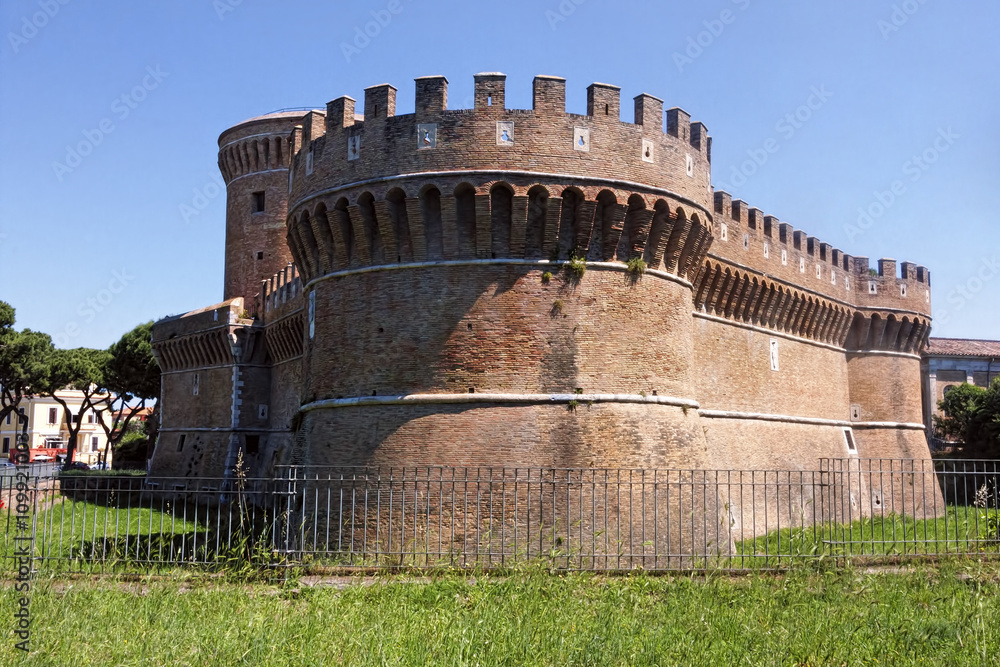 View of the Castle of Giulio II , Ostia Antica - Italy