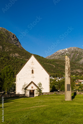 Christian church in Kinsarvik Norway
