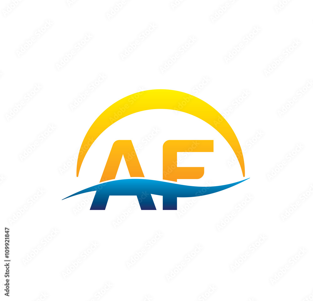 af initial logo with waving swoosh af initial logo with waving swoosh