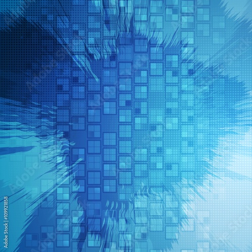Abstract blue grunge tech squares background