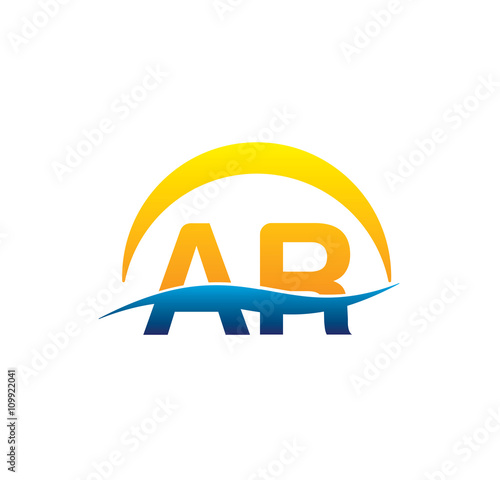ar initial logo with waving swoosh