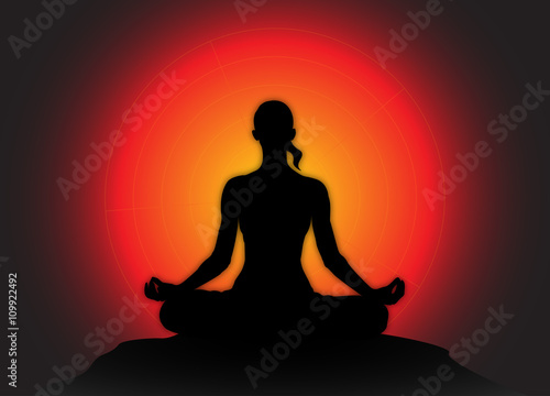 Yoga Lotus Meditation Pose Sun Background