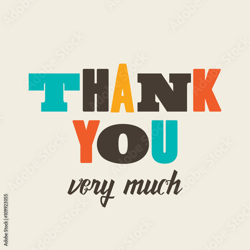 Thank you card letterpress. Editable vector design.