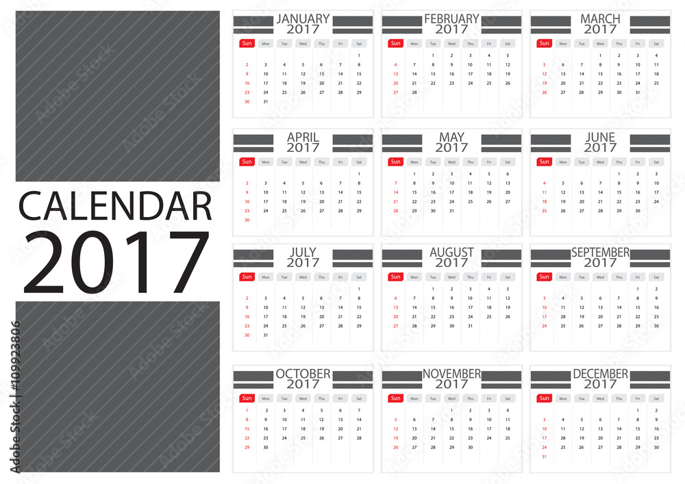 Calender 2017 on white background Calender 2017 on white background