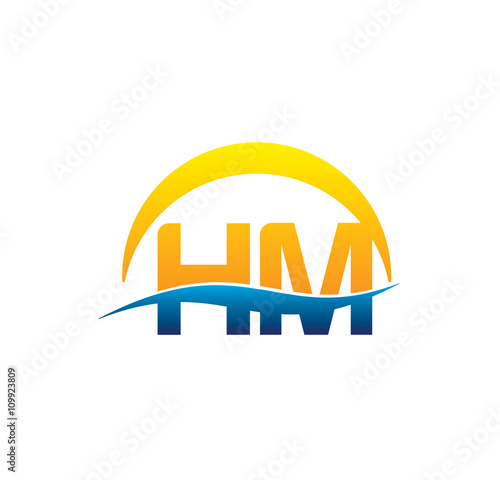 hm initial logo with waving swoosh
