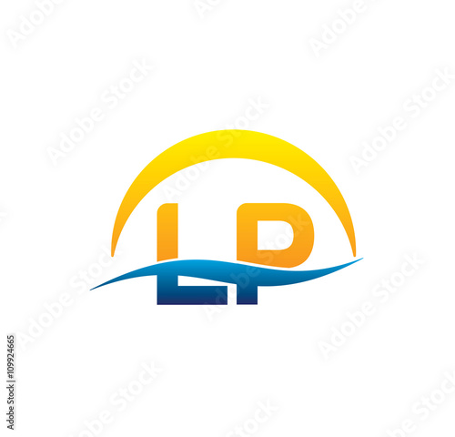 lp initial logo with waving swoosh