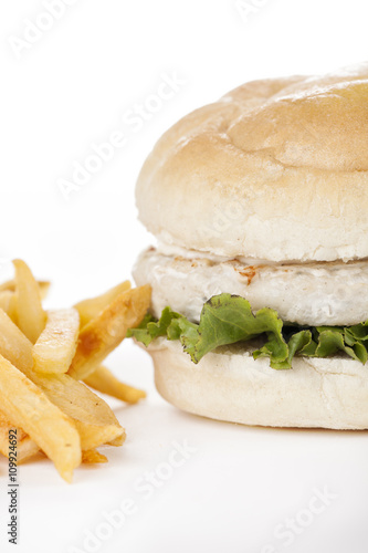 Chicken burger shot in studio