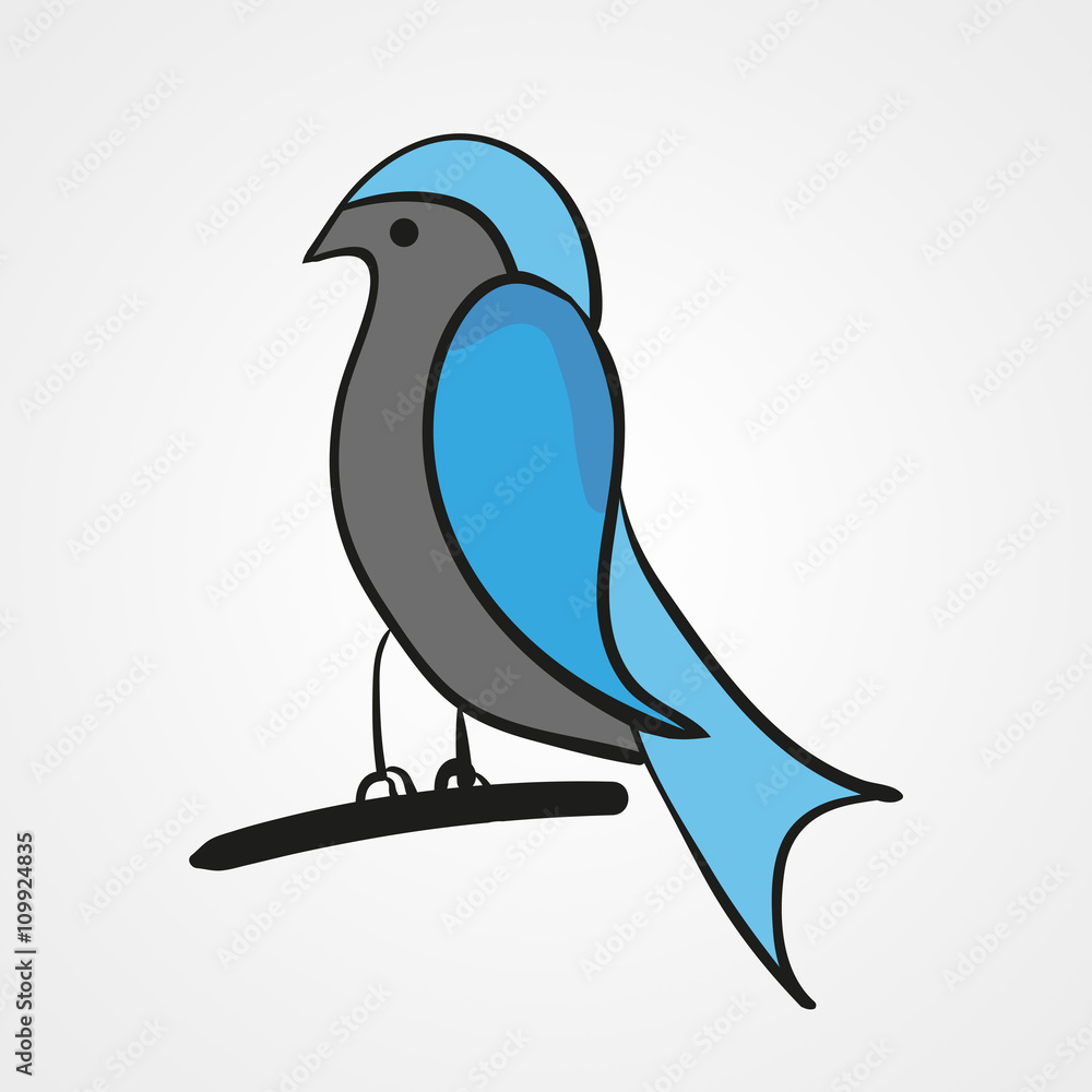 Obraz premium Blue bird vector flat