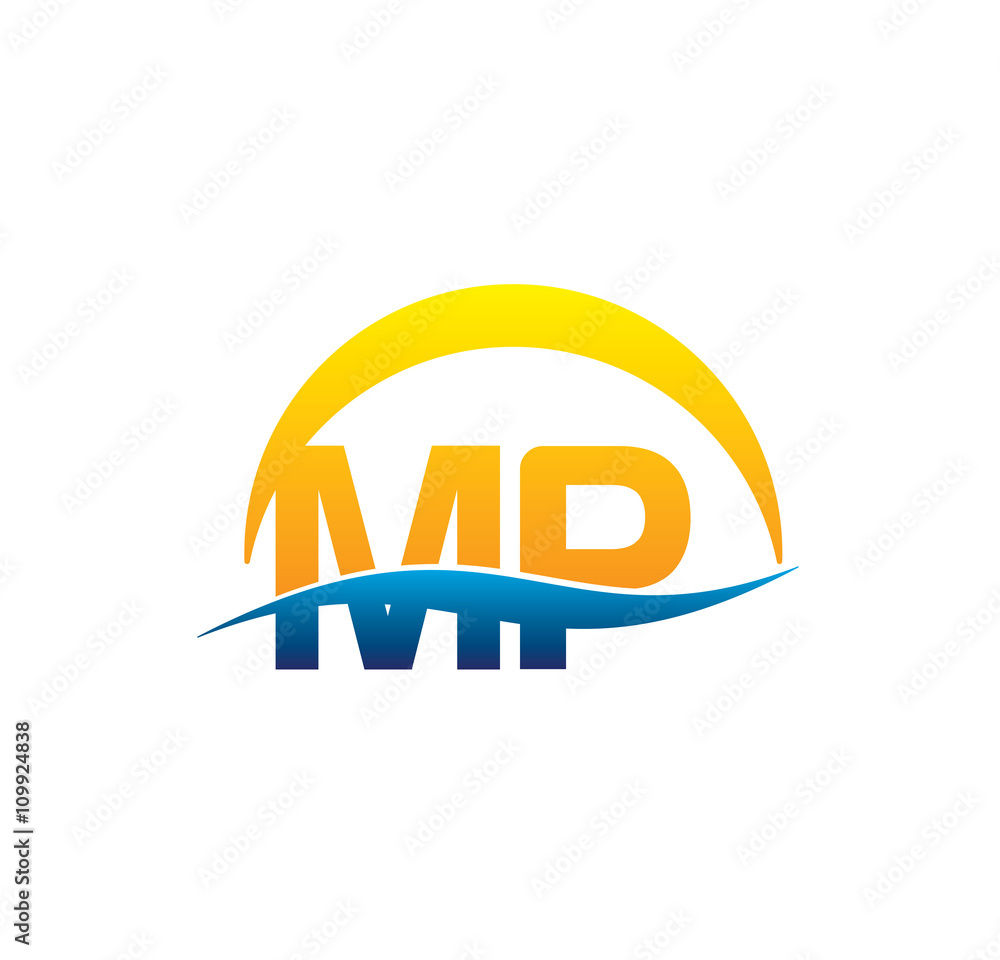 Fototapeta premium mp initial logo with waving swoosh