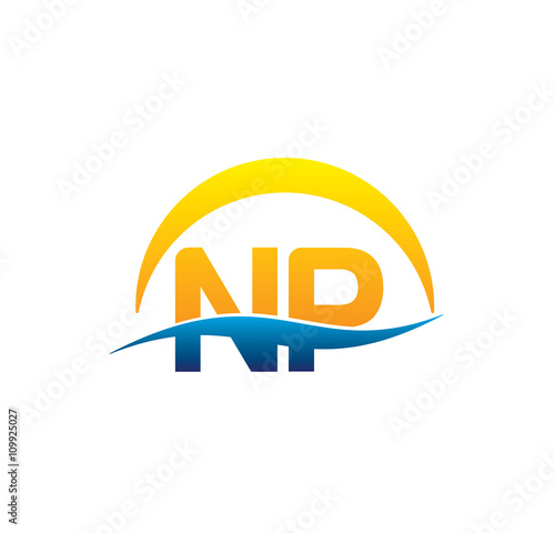 np initial logo with waving swoosh