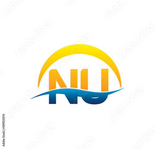 nu initial logo with waving swoosh