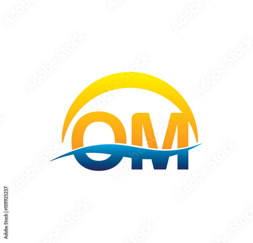 om initial logo with waving swoosh