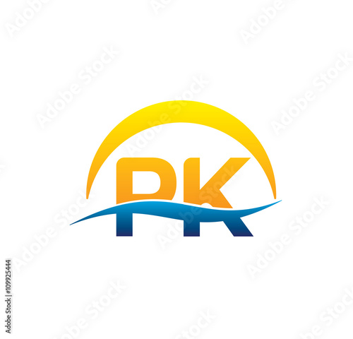 pk initial logo with waving swoosh